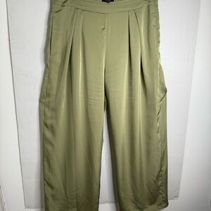 Olive Green Pleated Trousers
